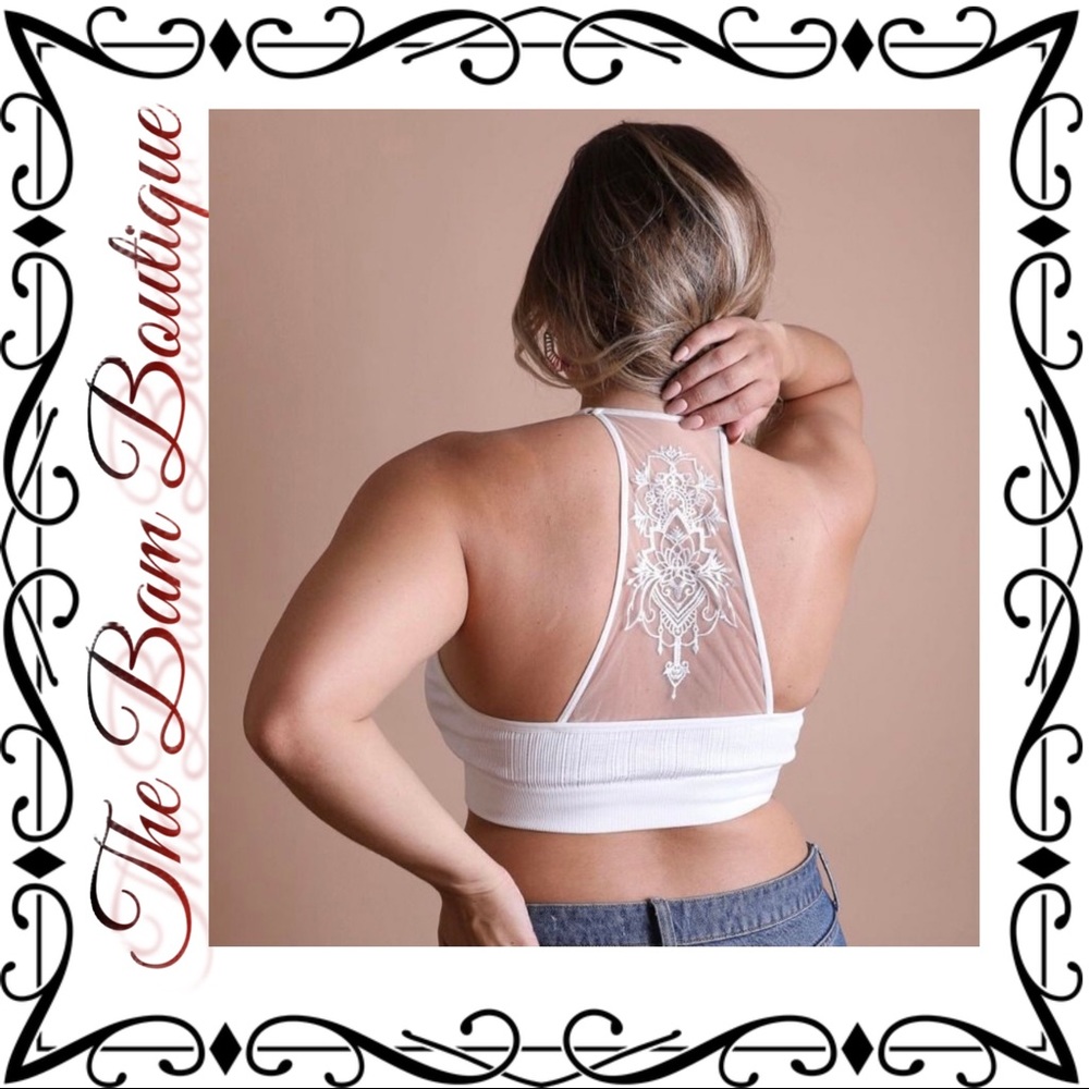 Plus Size Tattoo Mesh Racerback Bralette